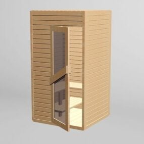 Kleine saunaruimte met houten afwerking 3D-model