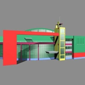 Model 3D budynku zewnętrznego supermarketu