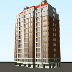 Høj lejlighedsbygning 3d-model