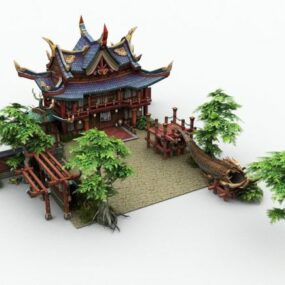 Stad God Tempel Spel Bouwen 3D-model