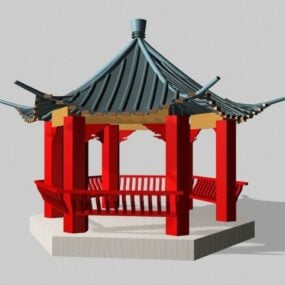 Pabellón del jardín chino modelo 3d tradicional