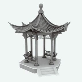 Traditioneel Chinees paviljoen dat 3D-model bouwt