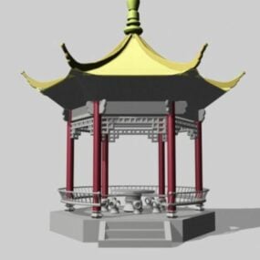 مدل سه بعدی غرفه چینی معماری باستان