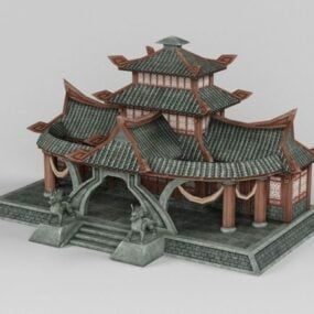Mô hình 3d Sảnh tiếp tân truyền thống Trung Quốc