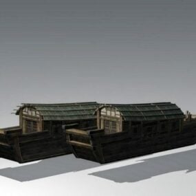 Modelo 3D tradicional de barco de madeira chinês