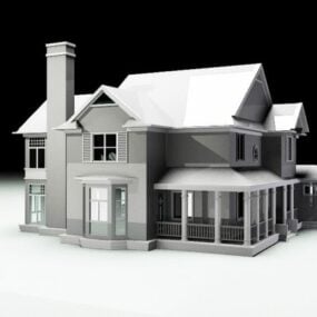 Modelo 3d de casa familiar tradicional