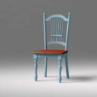 Vintage sininen puinen ruokapöydän tuoli