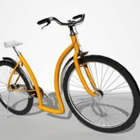 Yellow European Bicycle 3d model