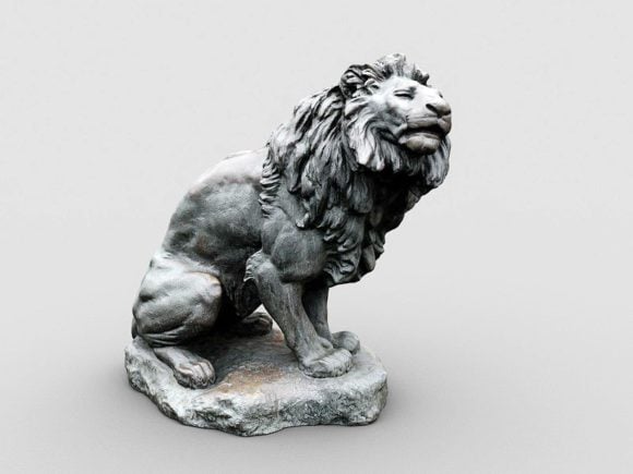 Scultura di leone scolpito in pietra