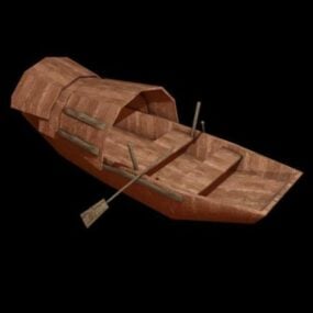 Vintage Wood Row Boat דגם תלת מימד