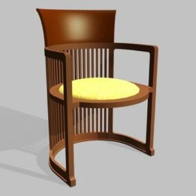 صندلی رستوران روکش چرم مشکی مدل سه بعدی