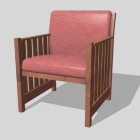 Vintage Wood Leather Club Chair 3D-malli