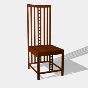 Ahşap Yemek Sandalyesi Vintage Stil 3D model