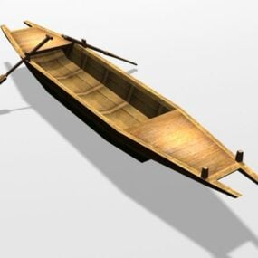 نموذج قارب خشبي عتيق ثلاثي الأبعاد