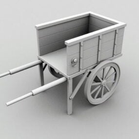 3D-Modell eines Vintage-Holzwagens