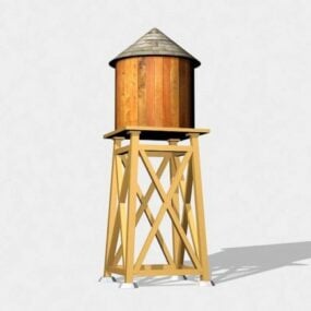Stary drewniany model wieży ciśnień 3D