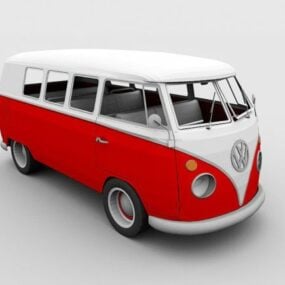 Red Volkswagen Microbus 3d model