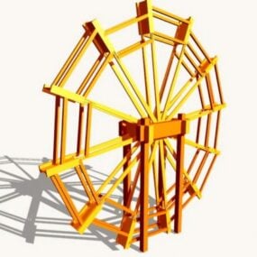 3д модель бамбукового водяного колеса