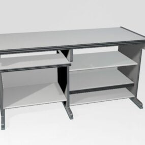 Computer Desk With Keyboard Tray And Shelf 3d model