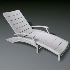 Model 3d Furnitur Luar Ruangan Kursi Dek Putih