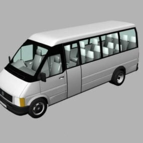 Modello 3d di furgone minibus bianco