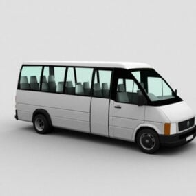 Modello 3d di trasporto urbano minibus bianco