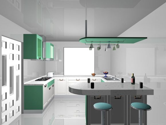 Ideas de gabinetes de cocina blancos y verdes