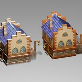 Kreslený 3D model zimní budovy domu