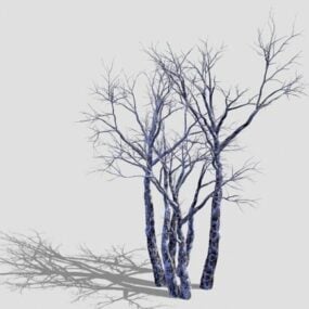Zimní uschlé stromové keře 3D model