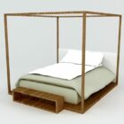 シンプルな木製天蓋付きベッド