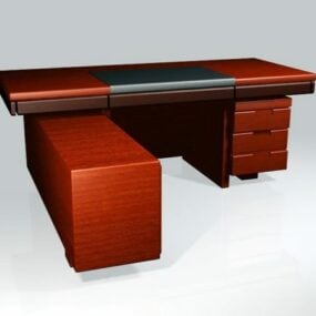 Wood Executive Office Desk With File Drawers 3d model