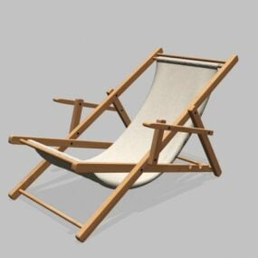 Wooden Deck Chair Lounge Style 3d model