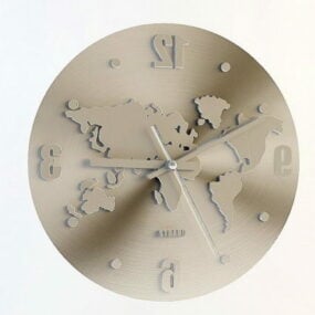 3d модель настінного годинника з картою світу