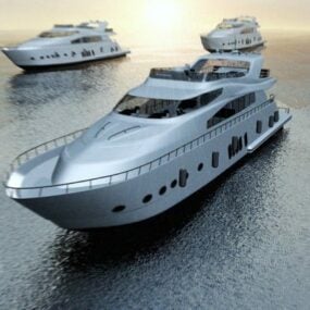 日落场景的海洋游艇3d模型