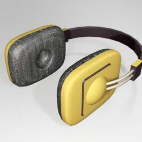Vintage Sarı Sesli Kulaklık 3D modeli