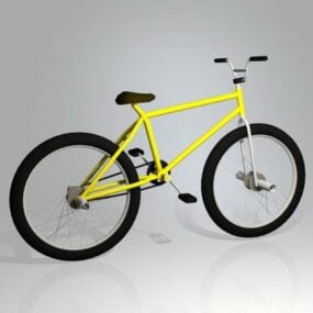 نموذج دراجة Bmx باللون الأصفر ثلاثي الأبعاد