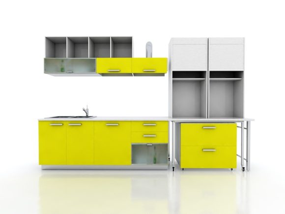 Idées d'armoires de cuisine plates jaunes