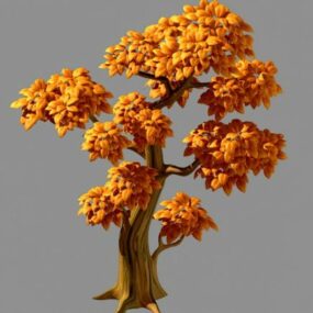 Modello 3d della pianta del fumetto dell'albero giallo