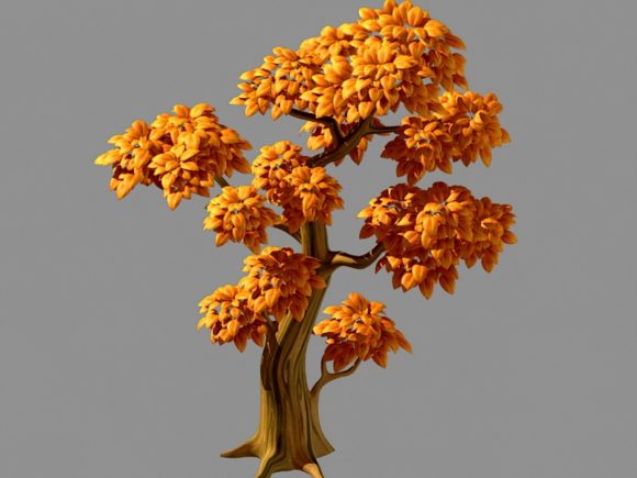 Yellow Tree Cartoon Plant