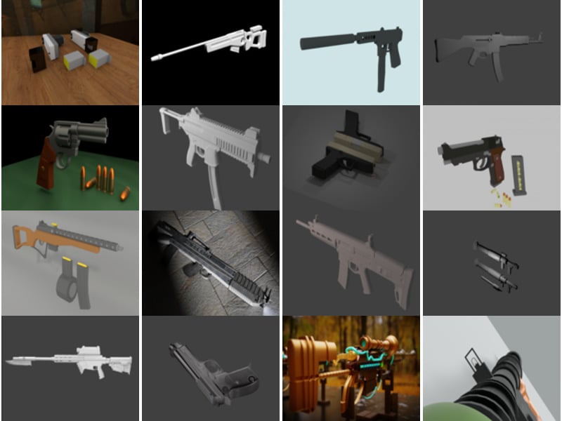 Top 16 pistol Blender 3D-modeller nyeste 2022