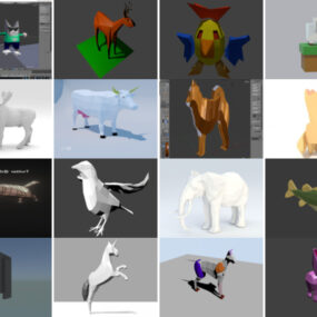16 Haiwan Poligon Percuma Blender 3D Model