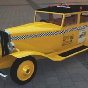 Modelo 3d de carro de táxi abandonado
