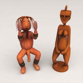 Tre fetisj statue figur 3d modell