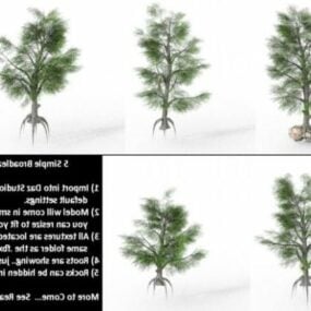 Ensemble d'arbres à feuilles larges simple modèle 3D