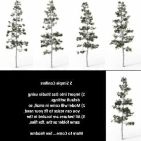 Conjunto de árbol de conífera simple modelo 3d