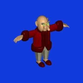 نموذج شخصية لعبة الرجل العجوز ثلاثي الأبعاد
