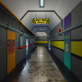 ゲームの廊下のシーン3Dモデル