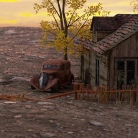3д модель сцены заброшенного дома