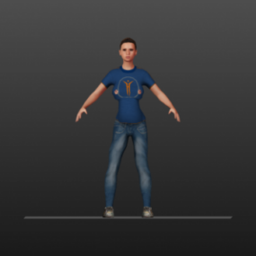 Character Female With Jean Pant 3d model