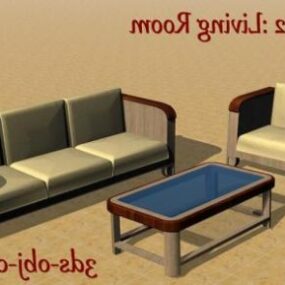 3д модель дивана и стола для гостиной в стиле ретро
